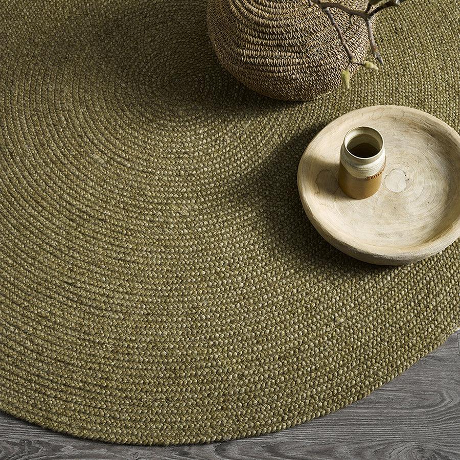 Tairua Round Rug Small - Moss Green