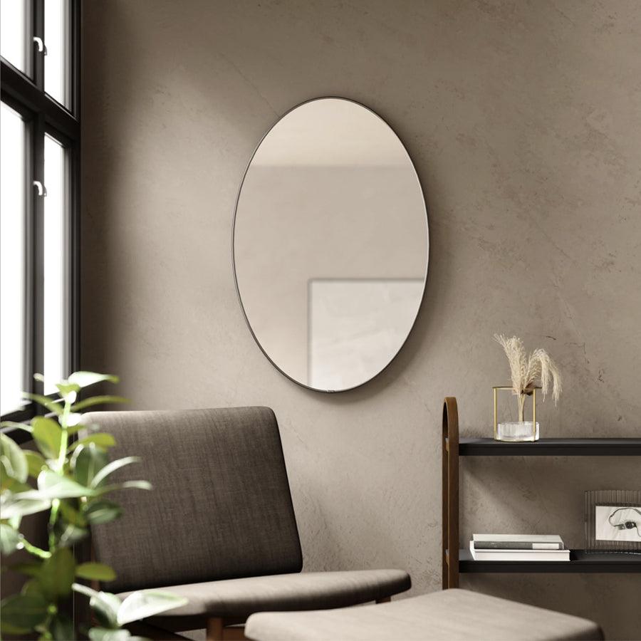 Hubba Mirror Oval - Titanium - Stacks Furniture Store