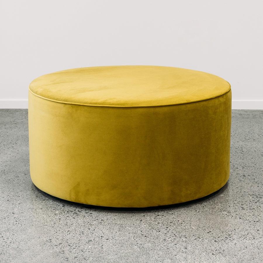 Ghost Large Round Ottoman in plush olive