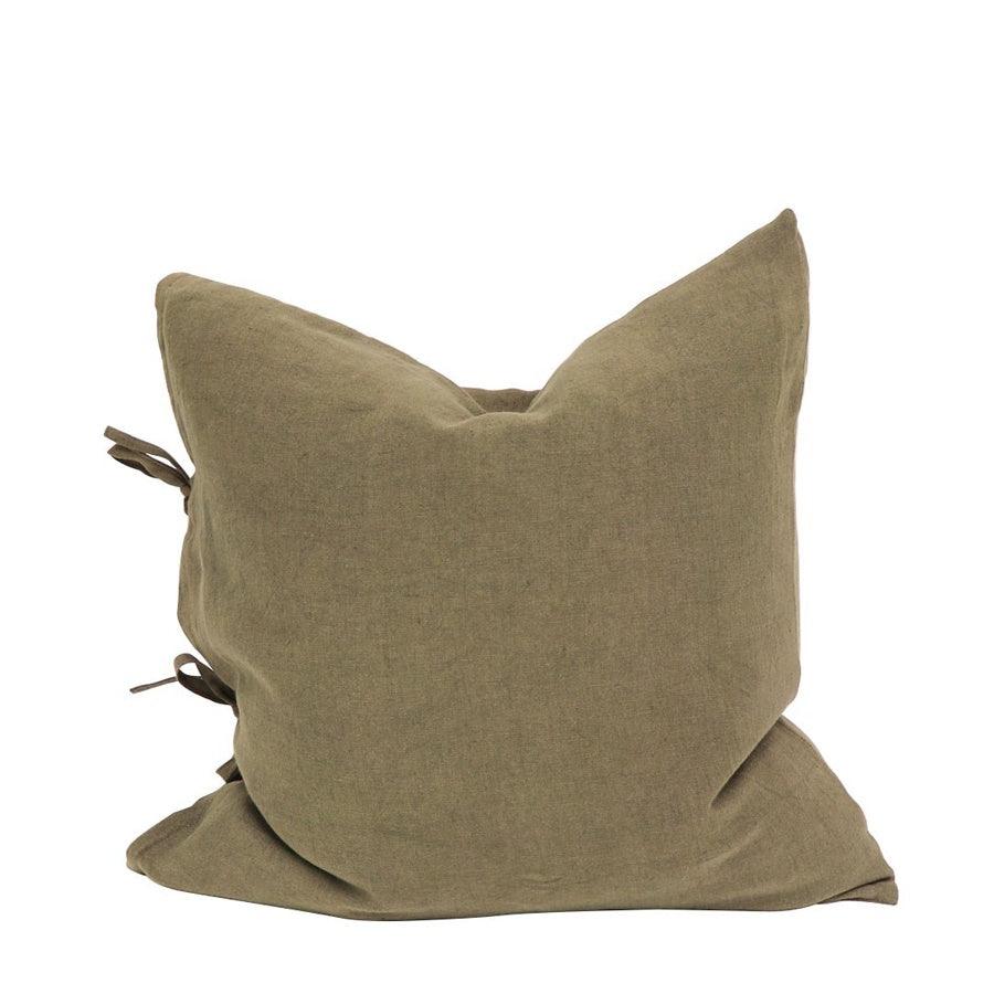Tully Tie Cushion - Olive Green