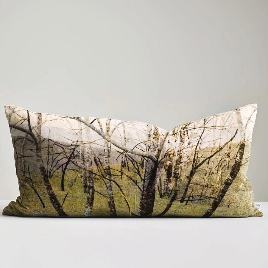 Winter Trees Velvet Lumbar Cushion