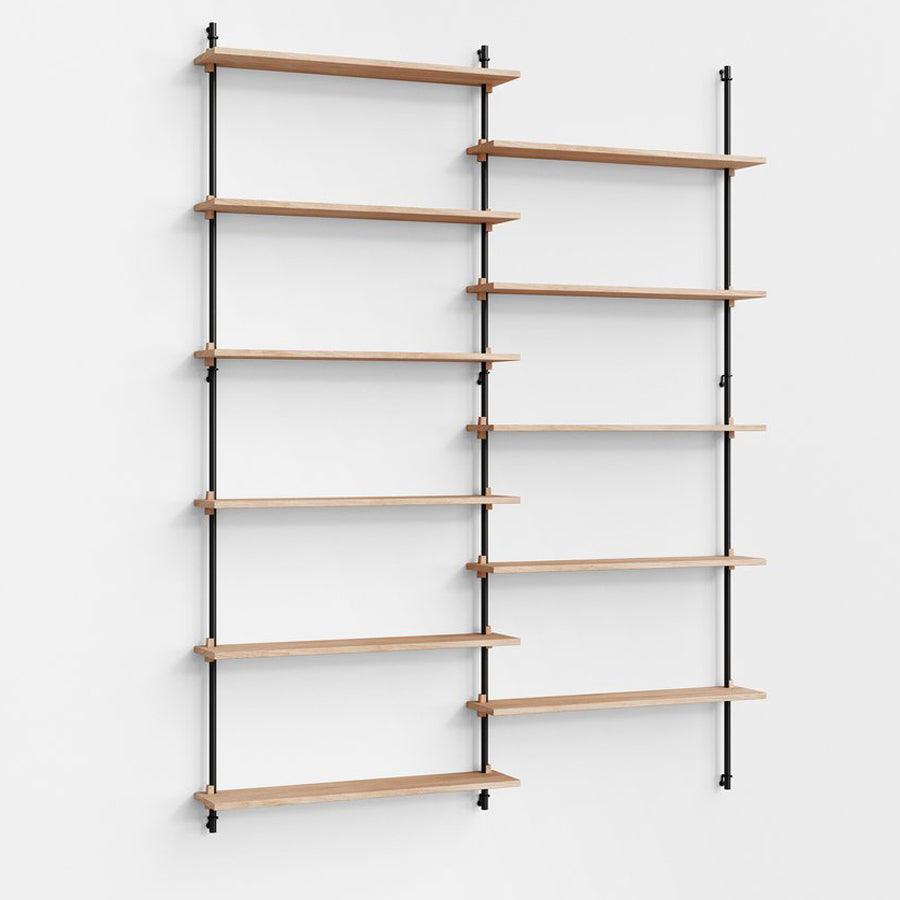 Moebe Wall Double Bay Tall Shelving System - Oak A 