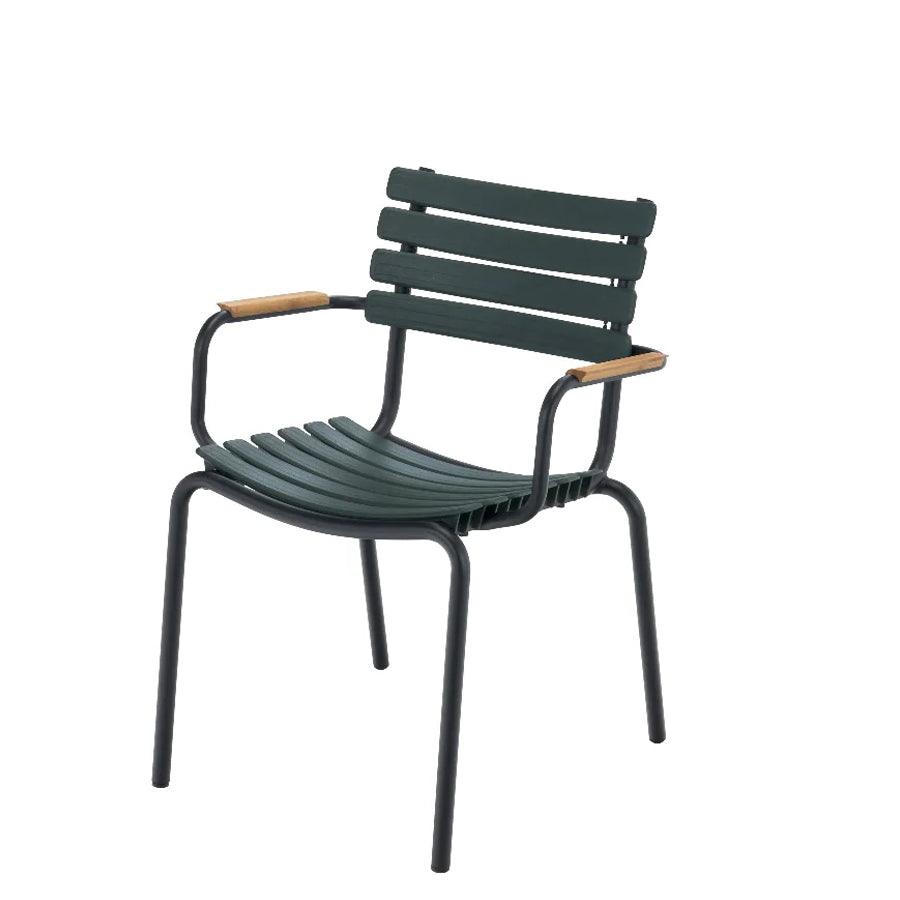 RECLIPS Dining Chair - Bamboo Armrests - Pine Green