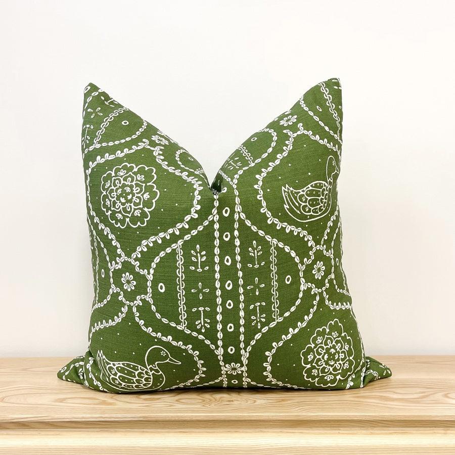 Kaka Duck Green Cushion - Anna Spiro