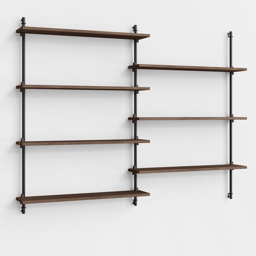 Moebe Wall Double Bay Shelving System-Walnut