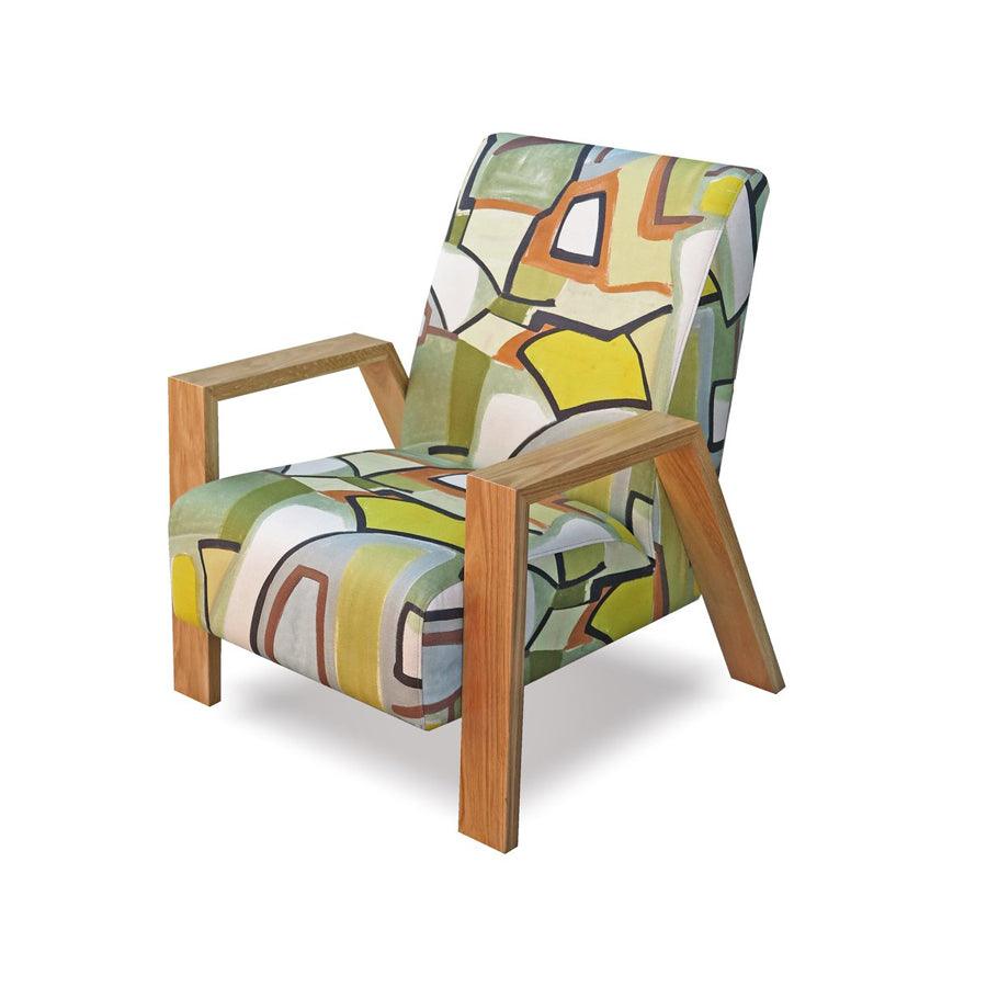 Mogambo Armchair in abstract print with oak arms