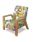 Mogambo Armchair in abstract print with oak arms